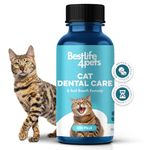 BestLife4Pets Cat Dental Care & Bad Breath Remedy - Natural Oral Health for Cats Gums, Gingivitis and Tooth Pain, Daily Pet Breath Freshener, Tartar and Plaque Remover Treat, Easy To Use Cat Oral Care