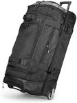 Amazon Basics Rolling Travel Duffel Bag, 137L, Lightweight and Durable Trolley in Ripstop Fabric, Large Capacity with Telescopic Handle, Ideal for Travel, Work, and Leisure, Black