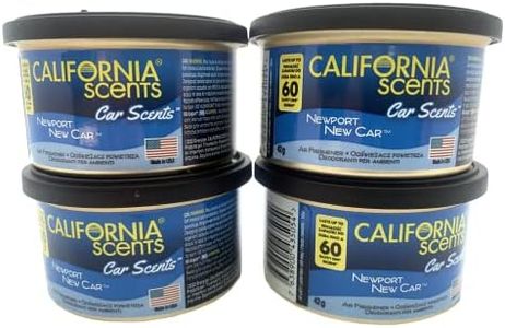 California Scents New Car Air Freshener, 4 x 42g Air Freshener Car Fragrance, Adjustable Lid, Lasts up to 60 Days, Fits Cup Holder, Scented, Black/Blue