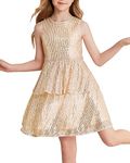 Danna Belle Girls Sequin Dress Gold Sleeveless Party Birthday Layered Dress Size 10-12