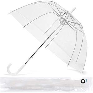 O³ Parapluie Transparent Cloche-Parapluie Resistant au Vent-Idéal pour de Jolies Photos de Mariage