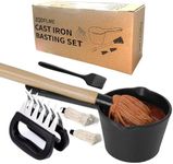 BBQ Mop Brush and Cast Iron Basting Pot - Grilling Tool Set with Basting Brush and Meat Shredder Claws for Meat Smoker, Grill and Stove(8pcs)