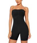 Junlan Strapless Shapewear Bodysuit for Women Seamless Sculpting Body Shaper Tummy Control Thigh Slimmer with Removable Straps (Black,M)