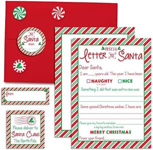 Amanda Creation Official Letter to Santa Kit, 4 5x7 Keep Precious Fleeting Moments Alive Premium Christmas Keepsakes Last Generations Fill in Cards, Holiday Envelopes, Stickers, Return Address Labels