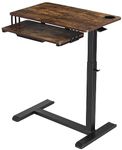 ETHU Overbed Table with Wheels, Upgrade Medical Table with Drawer, Hospital Bed Table, Workstation Table, Adjustable Overbed Bedside Rolling Laptop Table(Walnut)