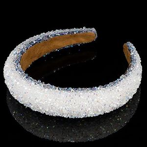 Atoden White Rhinestone Padded Sequin Diamond Glitter Sparkle Jeweled Bling Headbands for Women - Hair Accessories for Girls