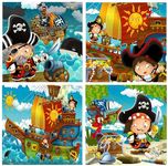 Fiddly's Wood Jigsaw Puzzles for Children - 9 Pieces (The Good Pirates - Pack of 4)