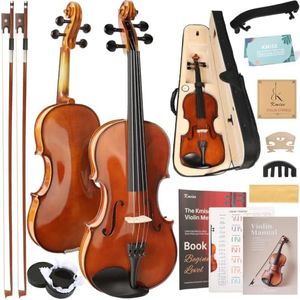 Kmise Teacher Approved 4/4 Full Size Violin Starter Kit for Adults Beginners Students, High Density Ebony Acoustic Violins, Fiddle Bundle with Case, Bow, Rosin, Strings, Shoulder Rest & Guide