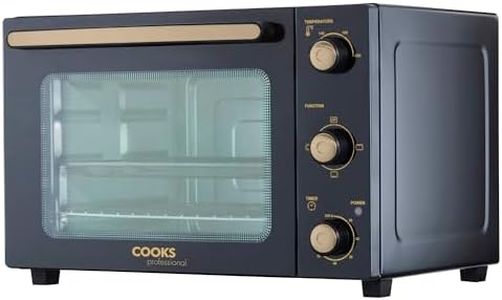 Cooks Professional Mini Portable Oven | Electric Countertop Cooker | 34L Capacity | Adjustable Temperature Control & Timer | 1500W | Includes Roasting Dish & Wire Rack | Black and Copper