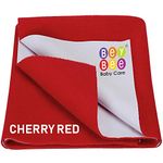 BeyBee Instadry Anti-Piling Fleece Extra Absorbent Quick Dry Sheet for New Born Babies, Cotton Bed Protector Mattress, Reusable Waterproof Baby Cot Sheet for Infant, X-Large Size 200x140cm, Red