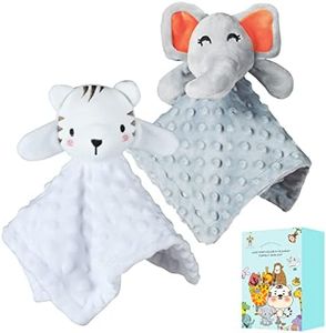 Cute Castle Security Blanket for Babies Gifts - Soft Unisex Newborn Essentials for Boys and Girls - Neutral Baby Stuff Snuggle Toy - Baby Registry Search Shower (Tiger & Grey Elephant)