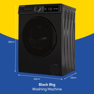 Russell Hobbs 8kg Freestanding Washing Machine – 1400rpm, Black, 15 Programmes