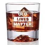 Gifts for Men Dad Grandpa, Old Lives Matter Whiskey Glass, Funny Gag Old Man Seniors Husband Gift, for Birthday Retirement Christmas Anniversary, Unique Secret Santa Scotch Gift Ideas