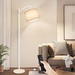 OUTON Arc Floor Lamp with Remote Control, Dimmable & 4 Color Temperatures Adjustable Modern Lamp, 810 Lumens Bulb Included, 1 Hour Timer, Reading Standing Lamp for Living Room, Bedroom, Office,White