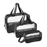 Glowloz Premium Cosmetic Organizer Set: 3 Clear Pouches for Makeup and Toiletry Storage - Sleek Black Design for Stylish Organization