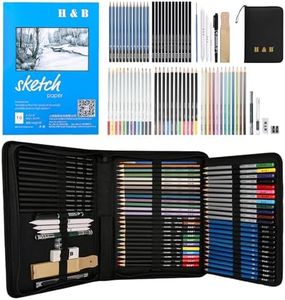 H & B 72PCS Drawing Supplies, Sketching Art Kit with A5 Sketchbook - Includes Graphite, Charcoal, Watercolor Pencils for Adults, Teens, Beginners & Kids