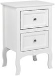 Bonnlo White Nightstand with 2 Drawers, Night Stands for Bedrooms, Small Bed Side Table/White Night Stand with drawers for Small Spaces, College Dorm, Kids’ Room, Living Room, French, 16W x 12D x 24H