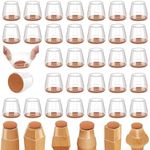 32Pcs Chair Leg Floor Protectors, Silicone Furniture Sliders Felt Furniture Pads, Floor Protectors for Chairs to Protect Floors from Scratches and Noise, Furniture Cups (Small, Clear-Round-32pcs)
