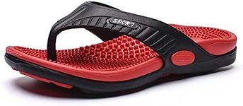 Massage Flip Flops for Men & Women Acupressure Sandals Massage Slippers with Arch Support Summer Breathable Beach Shoes Promote Blood Circulation Plantar Fasciitis Relief (Color : Red, Size : 7)