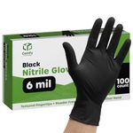 Comfy Package [100 Count] Black Nitrile Gloves Disposable Latex Free, 6 Mil Extra Strength, Powder Free, Chemical Resistant, Textured Fingertips - Medium