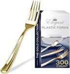 Stock Your Home 300 Disposable Heavy Duty Plastic Forks, Fancy Plastic Silverware Looks Like Real Cutlery - Utensils Perfect for Catering Events, Restaurants, Parties and Weddings (Gold)