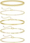 DEARMAY 14K Real Gold Bracelets for Women Gold Jewelry Set for Women Beaded Bracelets for Women Dainty Paperclip Chain Bracelet Pack Gifts for Women