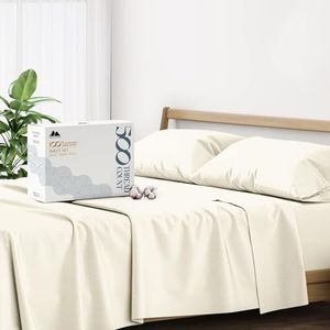 Mayfair Linen Hotel Collection 100% Egyptian Cotton - 500 Thread Count 4 Piece Sheet Set (Queen, Ivory)