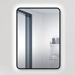 Pebble Grey™ Oslo Curve Illuminated Bathroom Mirror with Ambient LEDs | Touch Sensor Switch | 700 x 500 | IP44 Rated