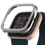 Ringke Full Stainless Steel Frame Bezel Styling Case Designed for Fitbit Versa 2 - Knurling Silver