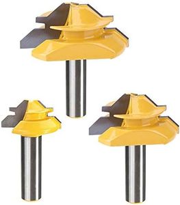 Yakamoz 3Pcs 1/2" Shank 45 Degree Angle Lock Miter Router Bit Set Joint Router Bits Milling Cutter Woodworking Tool for Cutting 1/2" 3/4" 1" Wood Stock