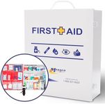 MFASCO 2021 ANSI/OSHA Compliant First Aid Kit - Large, Commercial 3-Shelf Metal Cabinet for Businesses, Wall Mountable - with Medications - ANSI Standard 2021 First Aid Kits, Class B Fill