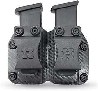 Houston Gun Holsters Double Kydex Magazine Pouch Case Concealment Tactical | Multi Use Holster Belt Loop for Pistol | Double Mag Case Pouch | Fits Double Mag Double Stack Glock .45, Carbon Fiber