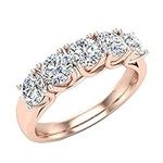 Glitz Design Weding band Diamond rings 5 stone Anniversary Trellis style 1.10 ct t.w 14K Rose Gold. (F,VS1) (Ring Size 9)