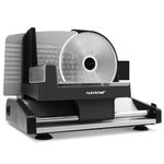 NutriChef Electric Meat Slicer – 200W Compact Deli and Bread Slicer with Adjustable Thickness Dial 0–15 mm, Removable Stainless Steel Blade, Countertop Food Slicer for Kitchens, Home