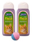 Johnson's Cat Flea Cleansing Shampoo | Pack of 2 x 200g with Free Toy Ball Gift