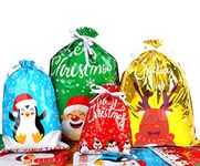 DIYASY 30pcs Christmas Drawstring Gift Bags, Lager Size Xmas Gift Wrapping Goodies Bags