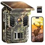 XTU Wildlife Camera WiFi Bluetooth - 2.7K 32MP Solar Trail Camera With Night Vision Activated Waterproof IP66,0.2s Trigger Speed,2500mAh Built-in Lithium Battery Rechargeable for Garden Monitor (UK)