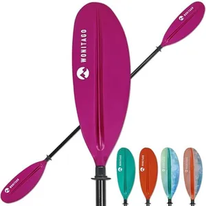 WONITAGO Kayak Paddle Premium Carbon Fiber Paddle with Reinforced PP + Fiberglass Blade, Floating Adjustable Kayaking Oars, 3 Piece, 240-260 cm/94-102 Inches, Pink