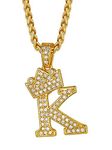 Richsteel 18K Gold Plated Letter K Necklace for Men Women Cubic Zirconia Ice Out Pendant with 22'' Chain Name Jewelry Gift