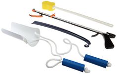 Sammons Preston 75979 Economy Hip Kit II, 4-Piece Kit Includes 32" Easireach II Reacher, 16.5" Plastic Shoehorn, Sock Aid with Built-Up Handles & Contoured Bath Sponge, Dressing Aids & Self-Care Tools