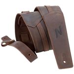 Nefelibata 3" Guitar Strap, Full Grain Leather, with Foam Padding and Cable Storage Loop, for Bass, Electric and Acoustic Guitars（Dark Brown）