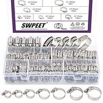 Swpeet 60Pcs Assorted Sizes Hose Clamps Kit, 304 Stainless Steel Adjustable 6-38mm Range Worm Gear Hose Clamp Perfect for Plumbing, Automotive And Mechanical Applications