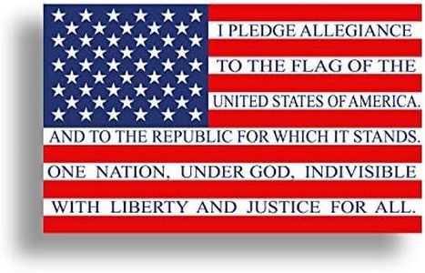 Calcomanía de vinilo con la bandera estadounidense de Pledge of Allegiance patriótica de Estados Unidos para coche, camión, laptop, taza, ventana, parachoques