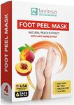 Lavinso Peach Foot Peel Mask for Dry Cracked Feet - 4 Pack - Dead Skin Remover Foot Mask for Cracked Feet and Callus - Exfoliating Feet Peeling Mask for Soft Baby Feet