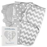 Comfy Cubs Swaddle Blanket Baby Girl Boy Easy Adjustable 3 Pack Infant Sleep Sack Wrap Newborn Babies (Large 3-6 Months, Grey)