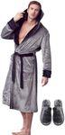 Men's Hooded Plush Bathrobe - Luxurious Men Robes - Comfortable Men Bathrobes - Men Robes with Hood - Spa Gifts for Men