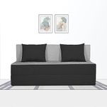 Adorn India Easy Three Seater Sofa Cum Bed (Black and Grey) (5x6)