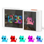 SZELAM Alarm Clock,Digital Alarm Clock with Cute Cartoon,Large Mirror Clock,11 Colors Digital,10 Colors RGB Cartoon,Week Display,Auto Dimming,Dual Alarms,USB Port,5 Levels Volume for Desk Home Decor