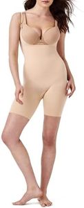 SPANX Power Open-Bust Mid-Thigh Bodysuit - Level 2 Compression - Lightweight Body Shaper - Shapewear for Women - Soft Nude - Medium