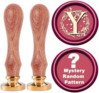 Wax Seal Stamp, 2pcs Wax Stamps Set STAMPMASTER Initial Alphabet Y Wax Stamp add One Mystery Random Pattern Sealing Wax Stamp for Christmas Thanksgiving Envelope Gift Wrap Letter Wax Seal Kit-Letter Y